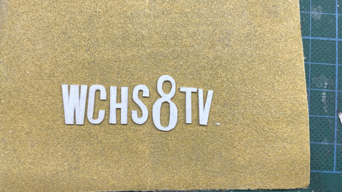 Letters for WCHS sign cut from Evergreen sheet. The still need a bit of sanding.