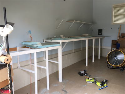 Basic benchwrok complete. Test fitting blue foam.