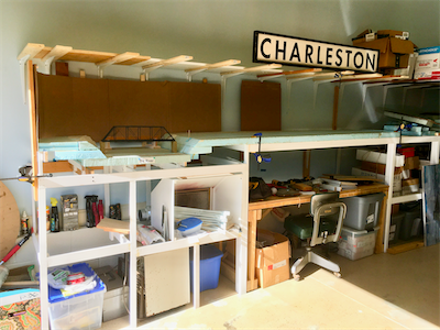 Cardboard stand in for future backdrop.