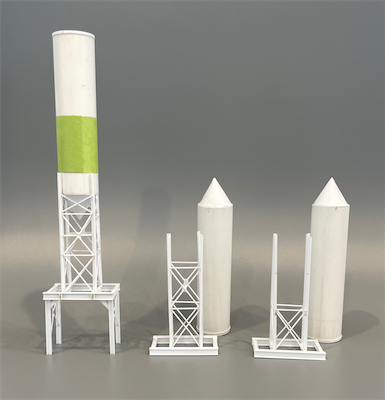 These silos made from PVC pipe and Evergreen plastic shapes wil be part of the Pfaff & Smith Concrete plant.